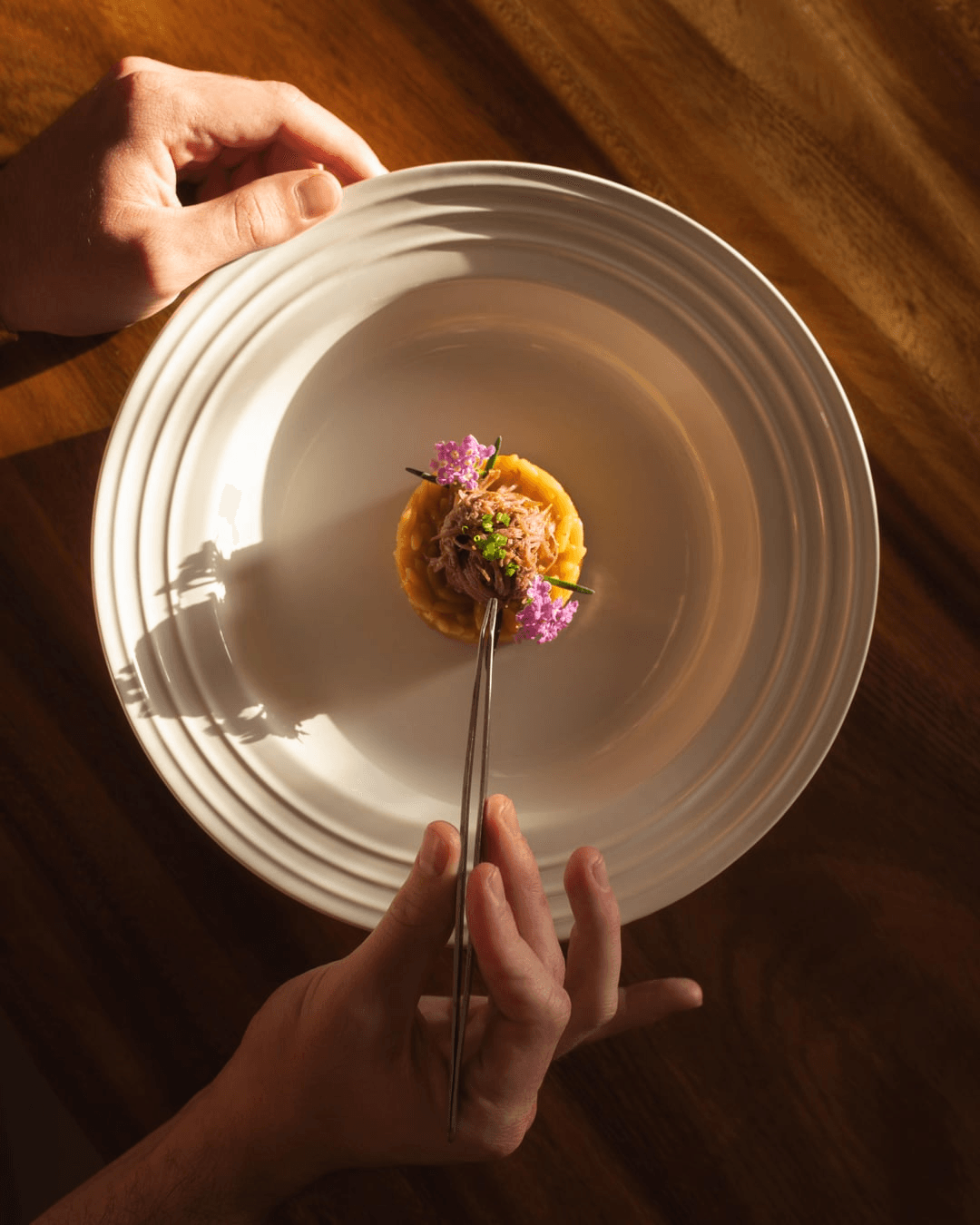 A table setting prepared for hotel guests.